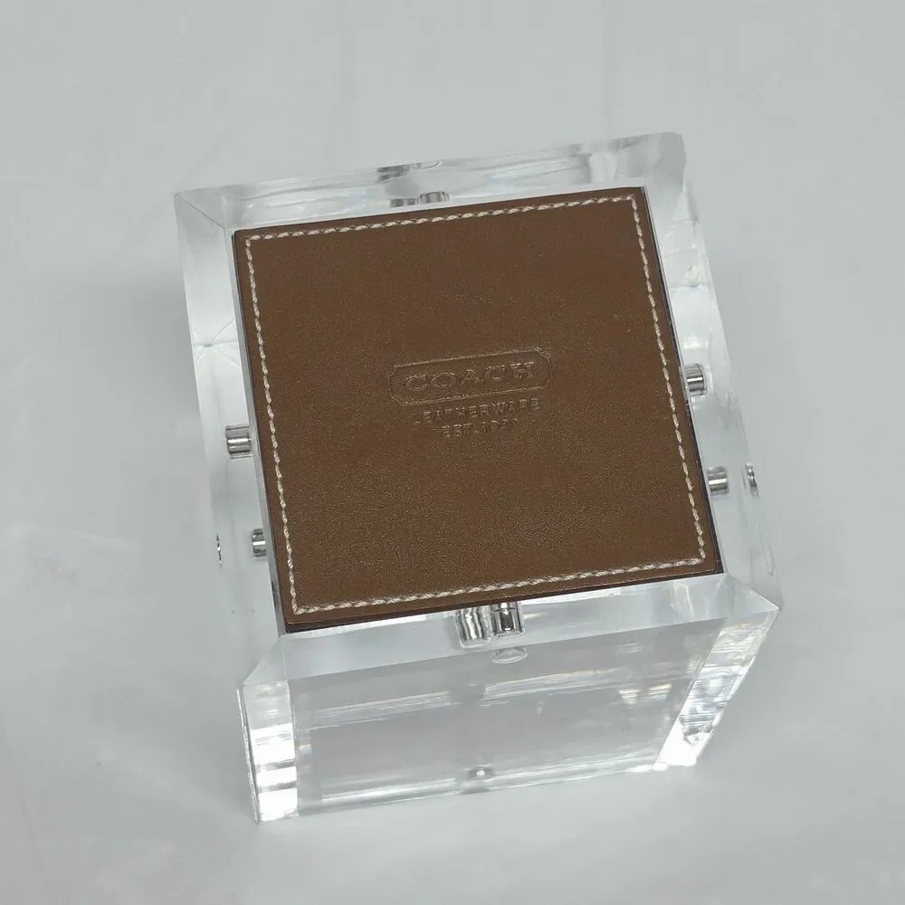 Vintage COACH Leatherware Magnetic Acrylic Photo Cube Holds 4 Pictures